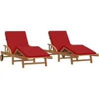 Syfax Sonnenliege 2 pcs Rot 200 x 67 x 84 cm Massivholz Akazie