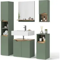 Vicco Badmöbel-Set Marelle Grün/Artisan-Eiche 5-teilig, Model 54705