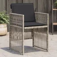 vidaXL Möbel Gartenstühle mit Kissen 4 Stk. Hellgrau Poly Rattan - Gartenstühle 364971