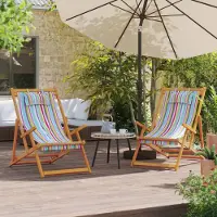 vidaXL Möbel Strandstühle 2 Stk. Klappbar Mehrfarbig Stoff - Gartenstühle &23884