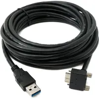 System-S USB 3.0 Kabel 5 m Micro B Stecker zu Typ A Stecker Schraube Winkel in Schwarz