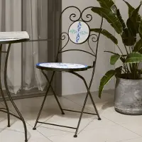 vidaXL "im Angebot" Bistrostühle 2 Stk. - bis 150 kg - Klappbar Blau und Weiß Keramik - Stapelsessel CC17483