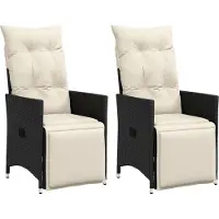 vidaXL Möbel Gartensessel mit Kissen 2 Stk. Verstellbar Schwarz Poly Rattan - Gartenstühle 365666