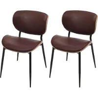 Mendler 2er-Set Esszimmerstuhl MCW-O45, Bugholz Kunstleder 280g/m² MVG- natur, vintage braun