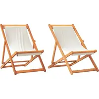 Syfax Klappbare Strandstühle 2 Stk. Cremeweiß Stoff