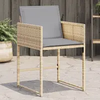 vidaXL Gartenstühle mit Kissen 4 Stk. Beigemischung Poly Rattan 365006