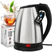 Clatronic Wasserkocher Edelstahl 1,7L | 2200W | Edelstahl Wasserkocher | Electric Kettle | Edelstahlgehäuse | WKS 3830