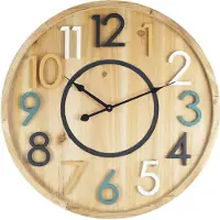 Rebecca Mobili Wanduhr, runde Form aus Holz, braun und farbig ø 50 cm