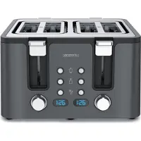Arendo Toaster, 4 kurze Schlitze, für 4 Scheiben, 1750 W, Automatik, Edelstahl, Wärmeisolierendes Doppelwandgehäuse