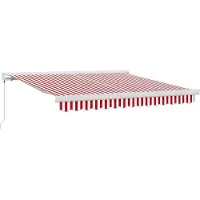 Syfax Einziehbare Markise Rot und Weiß 350 x 250 cm Stoff und Metall