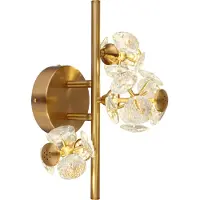 Globo Lighting Wandleuchte Metall goldfarben, K9 Kristalle klar, LxBxH: 410x330x270mm, AL: 190mm, inkl. LED 28.5W 230V, 2767lm Source, 2440lm Output, 3000K