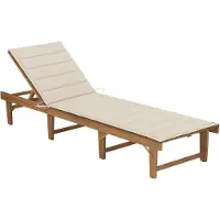 Syfax Klappbare Sonnenliege, Gartenliege mit Auflage, Massives Akazienholz, Öl-Finish, Verstellbare Rückenlehne 4 Positionen, Beige, 200x61x30/86 cm