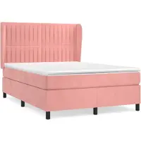 Syfax Boxspringbett mit Matratze Rosa 140x190 cm Samt