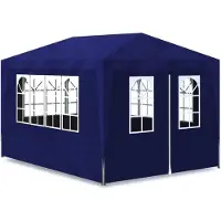 Syfax dkd-home-decor Partyzelt Blau 3x4 m PE-Dach und Seitenwände Stahlrahmen UV- und wasserbeständig