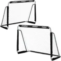 B2X 2er Set Fußballtor Schwarz 88x29x15,5cm für Garten, robustes Netz, einfache Montage