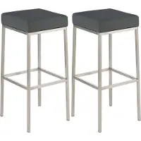 CLP 2er Set Barhocker Montreal Kunstlederbezug grau/edelstahl