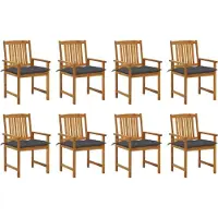 vidaXL HOMMIE Outdoor-Stuhl ,Gartenstühle mit Kissen 8 Stk. Massivholz Akazie Relaxsessel Armlehnstuhl & schlichten Design