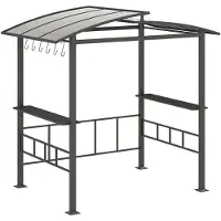 Costway Grillpavillon Gartenpavillon Outdoor mit Seitenregalen & Überdachung, BBQ-Pavillon Metall für Grill 248x150x232cm Schwarz