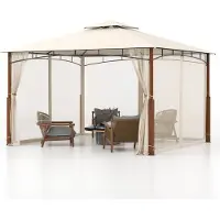 Costway 3,6x3m Pavillon mit Doppeldach & Moskitonetz, wasserdicht, stabil, Partyzelt winterfest
