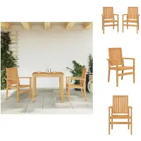 vidaXL Stapelbare Gartenstühle 2 Stk. 56,5x57,5x91 cm Massivholz Teak - Gartenstühle