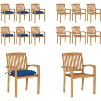 vidaXL Stapelbare Gartenstühle mit Kissen 6 Stk. Massivholz Teak - Gartenstuhl - Gartenstühle - Holzstuhl - Holzstühle