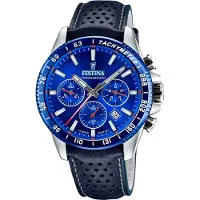 Festina Leder Herren Uhr Armbanduhr dunkelblau Elegant D2UF20561/3