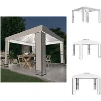 vidaXL Pavillon mit Doppeldach & LED-Lichterkette 3x3 m Weiß - Pavillons & Partyzelte