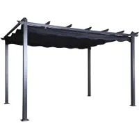 Furnlux Classic FURNLUX Aussen-pergola Lazio Schwarz 395cm / Hauptfarbe: Schwarz / Abmessungen: 395 x 295 x 245 cm