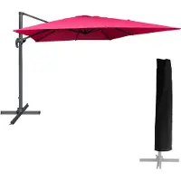 Happy Garden Freistehender Sonnenschirm MOLOKAI quadratisch 3x3m fuchsia + Hülle