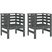vidaXL Gartenstühle 2 Stk. Grau 61,5x53x71 cm Massivholz Kiefer