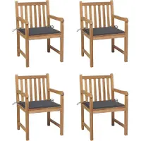 vidaXL Möbel Gartenstühle 4 Stk. mit Anthrazit Kissen Massivholz Teak - Stapelsessel 3073004
