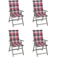 vidaXL Design Möbel Hochlehner Verstellbar 4er Set mit Auflagen Massivholz Akazie - 2024 Neu