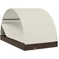 Syfax 2-Personen-Sonnenliege mit Dach Braun 211x112x140 Poly Rattan