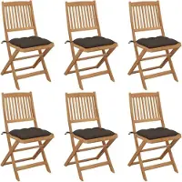 vidaXL "2026 Promotion" Klappbare Gartenstühle 6 Stk. - Hohe Qualität - mit Kissen Massivholz Akazie - Gartenstühle CC3989