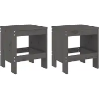 vidaXL Gartenhocker 2 Stk. Grau 40x36x45 cm Massivholz Kiefer