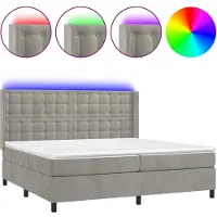 Syfax Boxspringbett mit Matratze & LED Hellgrau 200x200 cm Samt