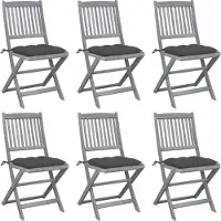 vidaXL "2024 Moderne" Klappbare Gartenstühle 6 Stk. mit Kissen Massivholz Akazie - Gartenstühle Neu7501060