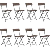 Syfax Bistrostühle 8 Stk. Klappbar Braun Poly Rattan und Stahl