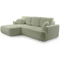 Beautysofa Ecksofa mit Schlaffunktion VENTO, Ottomane Links, L-Form, Farbe: Minze (Coral55)