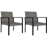 Syfax Garten-Essstühle 2 Stk. Poly Rattan Grau