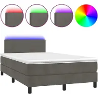 Syfax Boxspringbett mit Matratze & LED Dunkelgrau 120x190 cm Samt