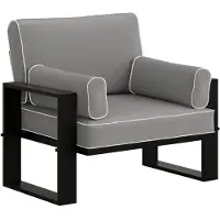 Beautysofa | VERDINO Gartensessel Blaugrau – Gartenstuhl Lounge mit Metallrahmen, Outdoor Sessel wetterfest, Polyrattan SIMAX 42