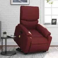 vidaXL Schlichtes Massagesessel mit Aufstehhilfe Weinrot Kunstleder - Fernseh- & Relaxsessel DE6611301 2parcel