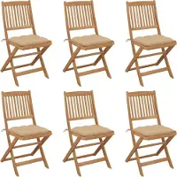vidaXL "im Angebot" Klappbare Gartenstühle 6 Stk. - bis 150 kg - mit Kissen Massivholz Akazie - Stapelsessel CC3037