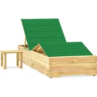 Syfax Garten-Sonnenliege mit Tisch und Auflage Kiefer Imprägniert