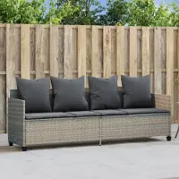 Prolenta Maison Exclusive - Sonnenliege mit Kissen Hellgrau Poly Rattan