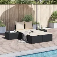 Prolenta Maison Exclusive - Doppel-Sonnenliege mit Kissen Schwarz Poly Rattan