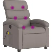 Syfax Massagesessel Stoff Taupe, 6-Punkt-Vibrationsmassage, mit Fernbedienung, 70x92x99,5 cm