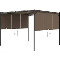 Syfax Gartenpavillon mit Seitenvorhang 3x3x2,25 m Taupe
