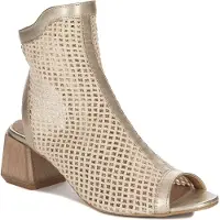 MACIEJKA Goldene Damen Leder-Stiefeletten mit Reißverschluss, Blockabsatz und 5 cm Absatzhöhe